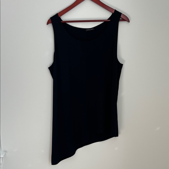 Eileen Fisher Tops - Eileen Fisher 100% Silk Black Asymmetrical Scoop-Neck Sleeveless Top Size XL